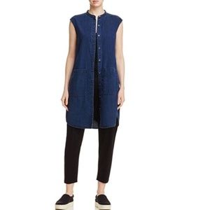 Eileen Fisher Chambray Button Up Shirt Dress, L